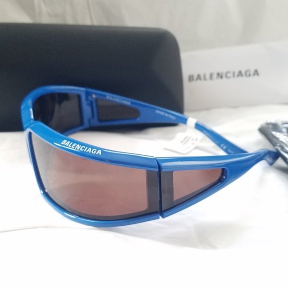 NWT BALENCIAGA 78MM Rectangle Blue Sunglasses - Picture 6 of 10